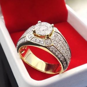 Gold Iced Out Diamond Ring